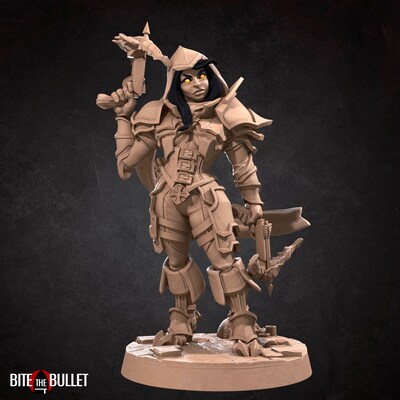 Demon Hunter from Bite the Bullet's Bullet Hell: Heroes set. Total height apx.51mm. Unpainted Resin Miniature - image2